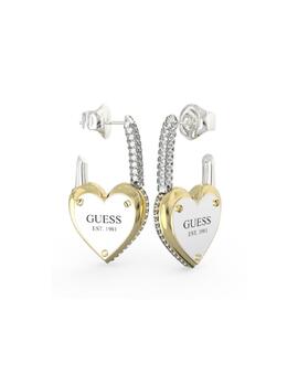 Pendientes Guess acero bicolor corazón